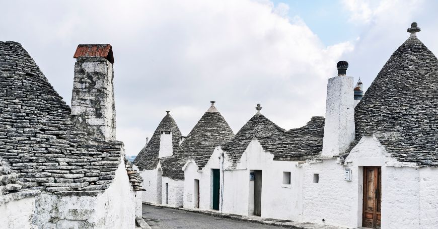 Street and trulli in Alberobello, Puglia