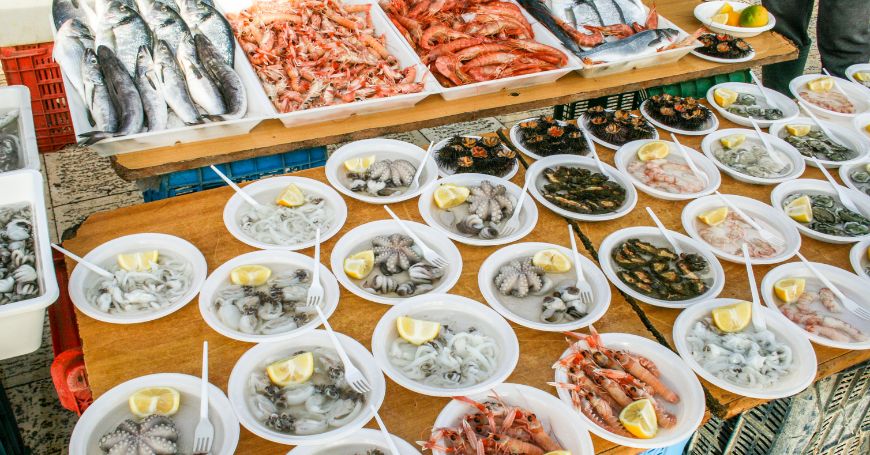 Seafood at Bari fish market